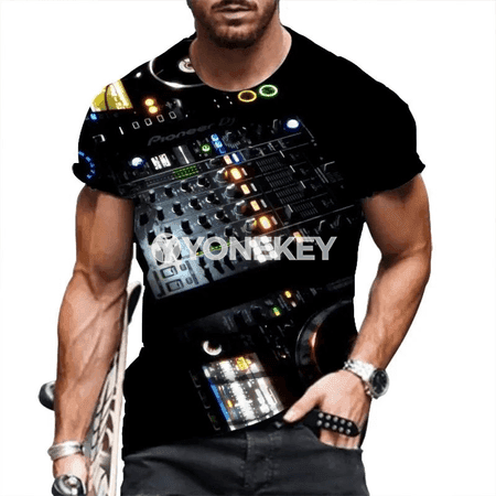 3D çaply sahna DJ futbolkasy — erkekler we aýallar üçin