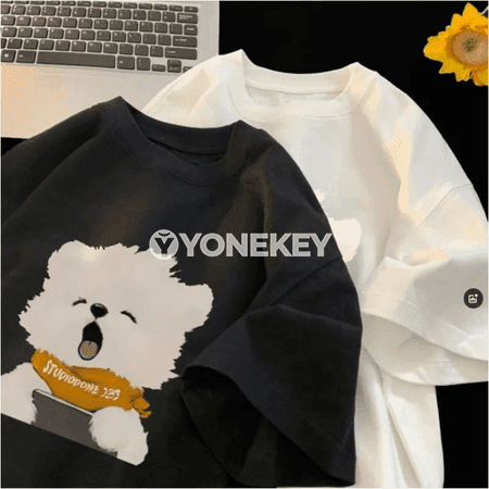 Unisex nagyşykly aýy şekilli çaply giň futbolka, M-8XL