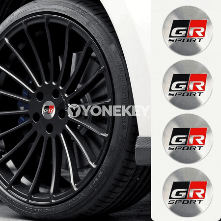 Toyota GR üçin 56 mm tigir merkezi emblemaly gapak stikeri, 4 sany
