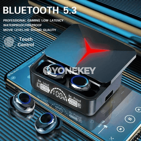 TWS simsiz Bluetooth nauşnikler, mikrofonly, sport üçin