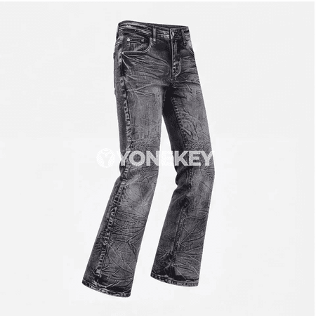 Erkekler üçin ýokary belli ýyrtyk streç jeans balak