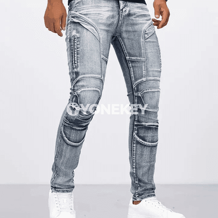 Erkekler üçin slim fit motosikl jeans jalbar