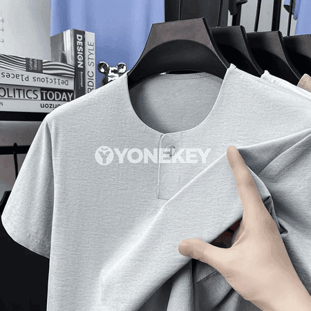 Erkekler üçin ýeňil, dem alýan premium Henley futbolka