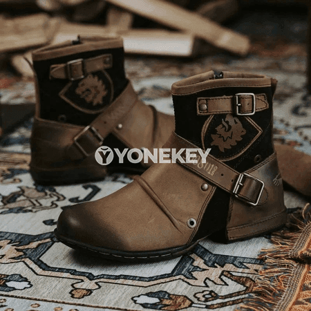 Erkekler üçin retro deri aýak bilek ädikleri, klassik kowboy stili