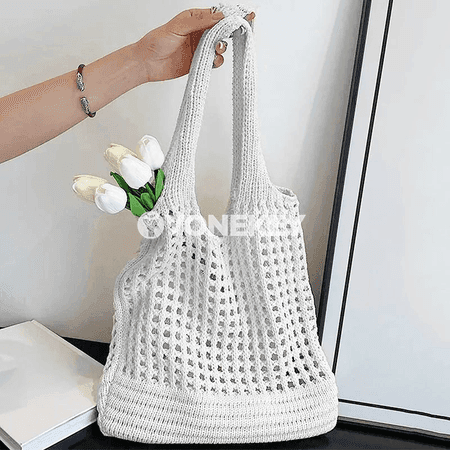 Aýal-gyzlar üçin kroşe sumka, elde we egin asylýan retro tote model