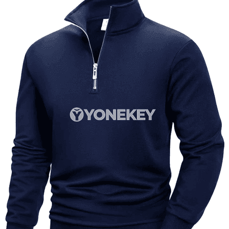 Erkekler üçin güýz ýyly zipli sweatshirt, ýokary boýunly pulover