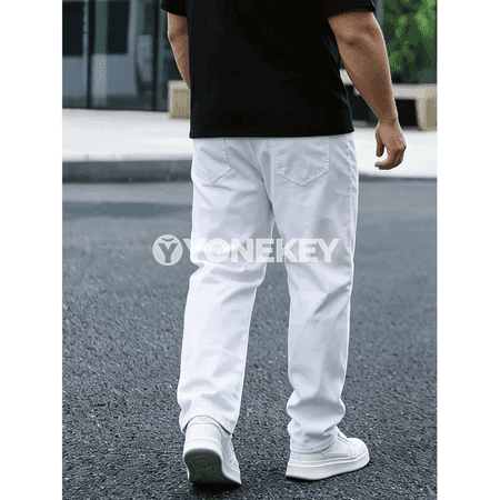 Erkekler üçin ak klassik jeans balak, göni kesim