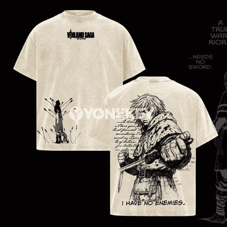 Thorfinn VINLAND SAGA çap edilen erkek futbolkasy, oversize, pagta