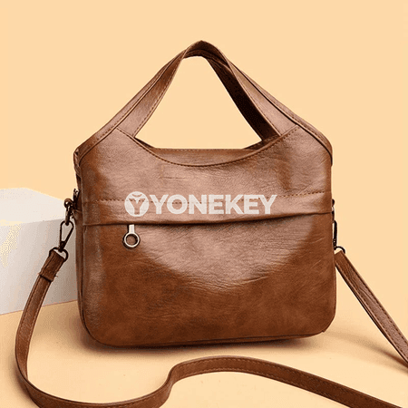 Zenanlar üçin vintage egin sumkasy, deri görnüşli elegant model