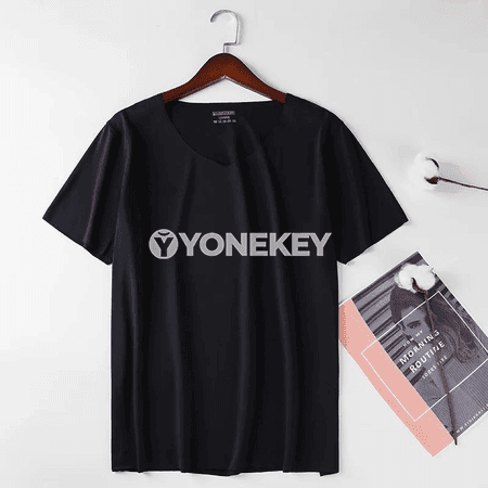 M-5XL Men's Ice Silk T-Shirt V-neck Quick Dry Seamless Short Sleeve Shirt Summer Male Casual Thin Solid Color Tees Undershirt