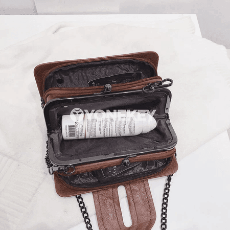 Aýal-gyzlar üçin PU deriden moda egin sumkasy, zynjyrly görnüş
