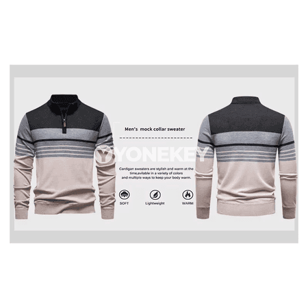 Erkekler üçin örme ýarym zip switer, güýz-ýaz üçin