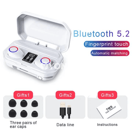 M12 TWS simsiz nauşnik, LED görkeziji, Bluetooth 5.3, ses peseldiji