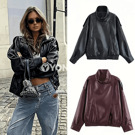 Gysga oversized bomber zenan penjek – zipli gündelik stil