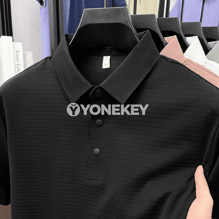 Erkekler üçin dem alýan polo futbolka, gysga ýeňli sport stil
