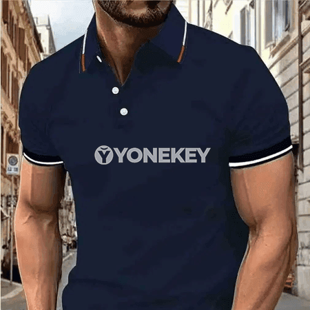 Erkekler üçin ýazlyk polo futbolka, gysga ýeňli, döwrebap stil