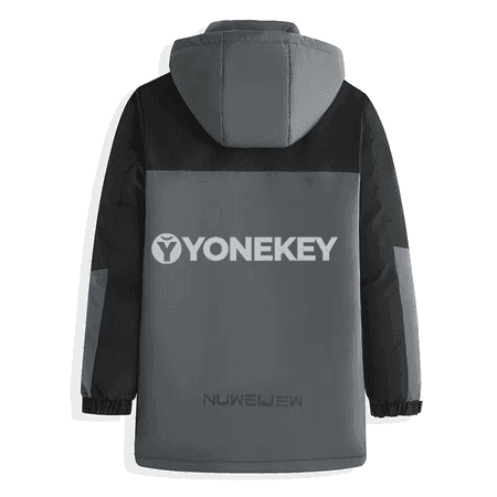 Erkekler üçin uzyn gyş parka kurtkasy, ýyly kapýuşonly