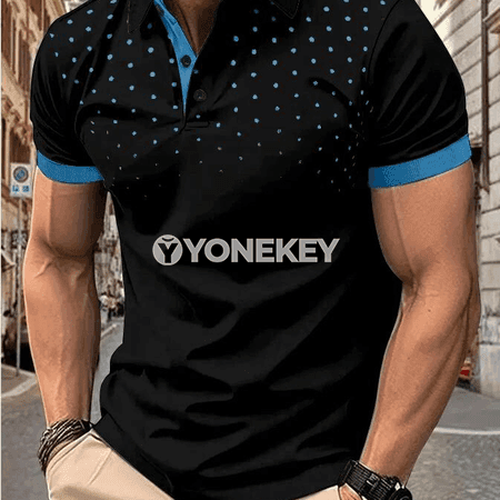 Erkekler üçin 3D çaply ýarym ýeňli polo köýnek