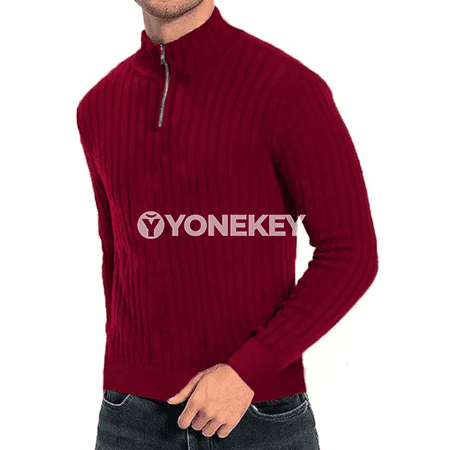 Erkekler üçin ýarym boýunjakly fermuarly ýyly switer