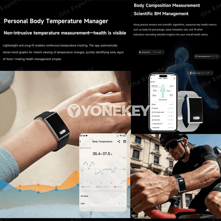 EKG, HRV, beden temperaturasy gözegçiligi bolan akylly bileklik, GPS