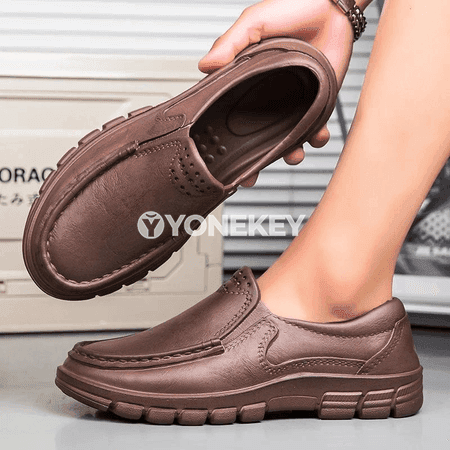 Erkekler üçin deri gündelik köwüşler, süýşmeýän, suw geçirmeýän loafers
