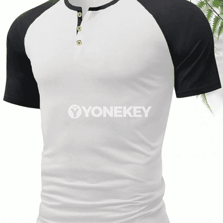 Erkekler üçin Henley futbolka, ýeňil, dem alýan, gündelik stil