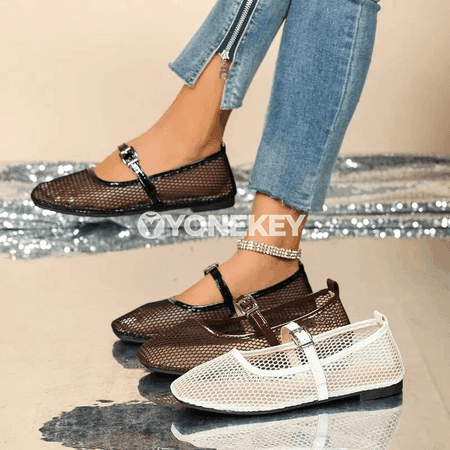 Aýallar üçin dem alýan setkaly açyk barmakly tekiz sandal