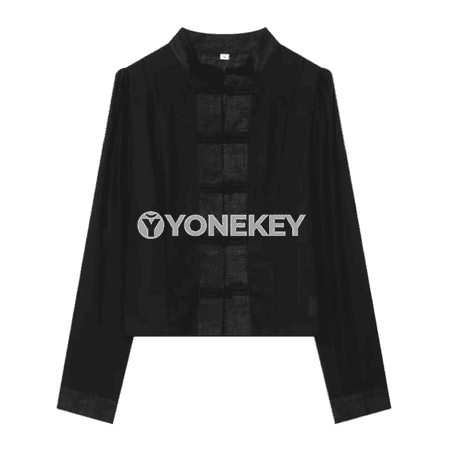 Aýal-gyzlar üçin düwmejikli uzyn ýeňli bluzka, hytaý stili