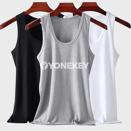 6 sany erkekler üçin pagta sport maýkasy, ýeňsiz, ýeňil