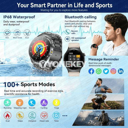 1.73" AMOLED akylly sagat, ECG+PPG, saglyk gözegçiligi