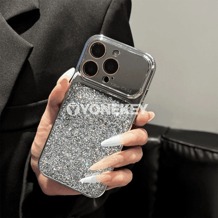 iPhone 13–17 Pro Max üçin parlaýan metal görnüşli goraýjy gapak