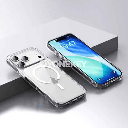 iPhone 17 Pro Max üçin şeffaf magnitli zarba garşy gapak