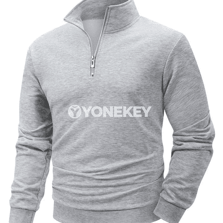 Erkekler üçin güýz ýyly zipli sweatshirt, ýokary boýunly pulover