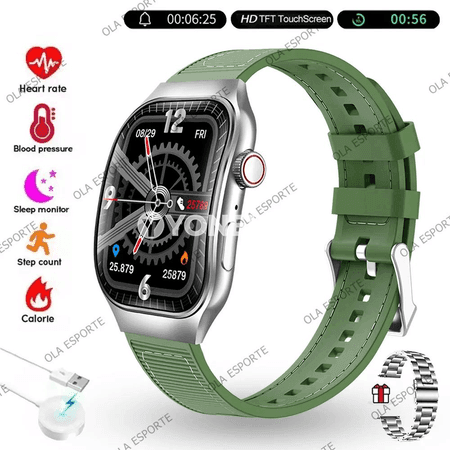 Bluetooth arkaly jaňly akylly sagat, ECG+PPG, 2.01 dýum HD ekranly