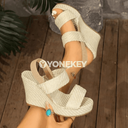 Zenanlar üçin ýazky wedge sandallar, ýeňil platformaly ýokary ökjelik