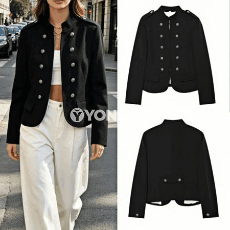 Aýally ýeňil boýunly uzyn ýeňli düwmejikli moda penjek