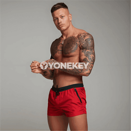 Erkekler üçin giň görnüşli tomus şortlary, sport we gündelik