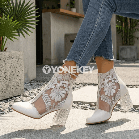 Zenanlar üçin mesh ökjeli aýakgaplar, zipperli döwrebap booties