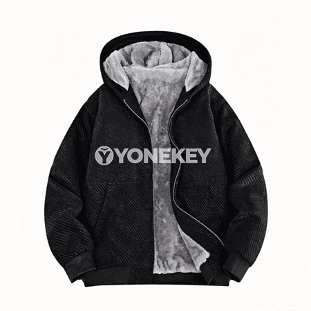 Erkekler üçin ýyly kapýuşonly vintage jaket, uly ölçegli