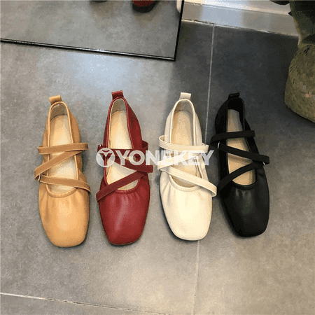 Aýal-gyzlar üçin square toe Mary Jane flats köwüşler, täze moda, rahat