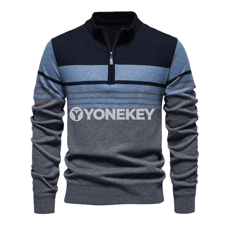 Erkekler üçin örme ýarym zip switer, güýz-ýaz üçin