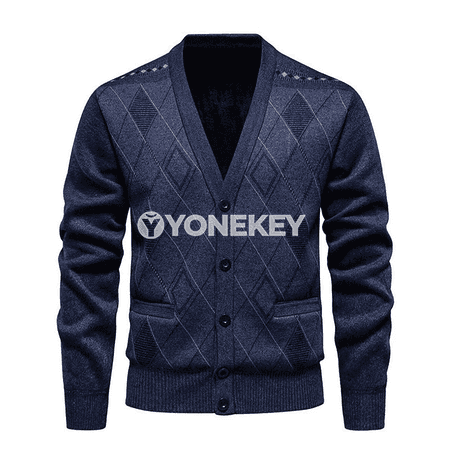 Erkekler üçin düwmejikli ýyly cardigan switer