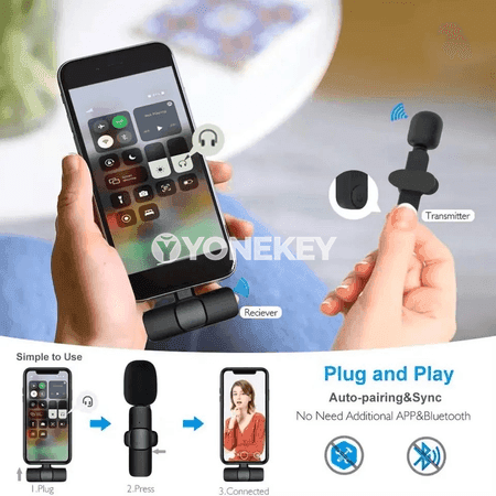Lenovo simsiz mini lavalier mikrofony, ýazgy we live üçin