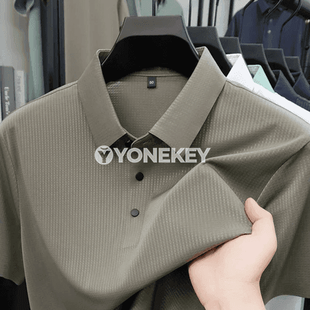 Erkekler üçin dem alýan mesh polo köýnek, gysga ýeňli