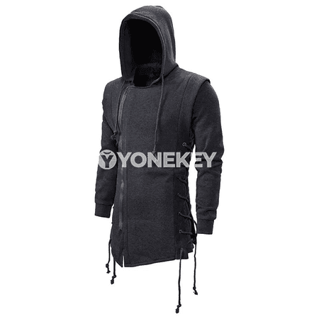 Erkekler üçin kapýuşonly rahat hudy, uzyn ýeňli, gündelik stil