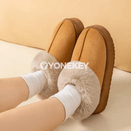 Gyş üçin ýyly öý aýakgaplary, ýumşak pluşly, emeli goşaryly