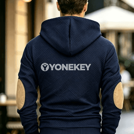 Erkekler üçin vintage jacquard Henley kapüşonly ýyly köýnek