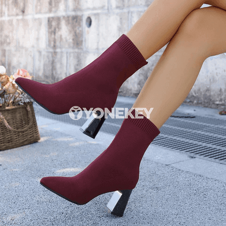 Zenanlar üçin moda beýik ökjeli ankle ädikler, elastik, dar oturymly