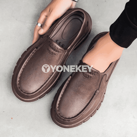 Erkekler üçin deri gündelik köwüşler, süýşmeýän, suw geçirmeýän loafers