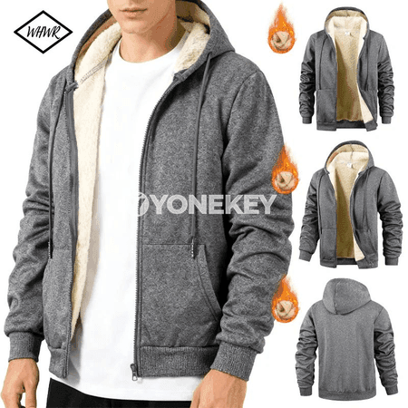 Gyş üçin ýyly fleece erkek zipli kapýuşonli switer